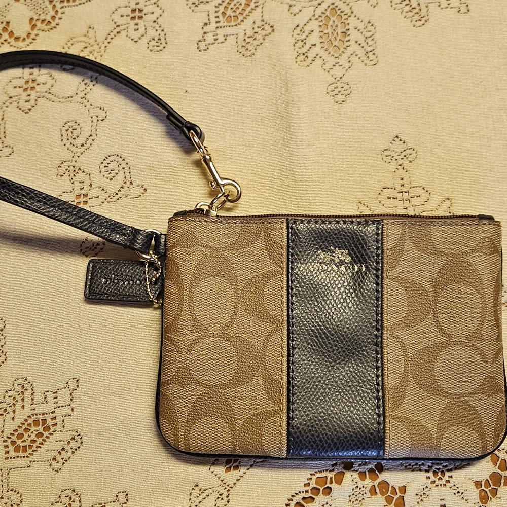 Tan and Black Wristlet